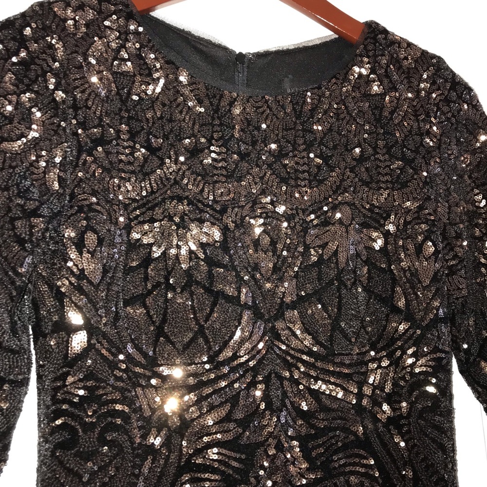 Brown midi bodycon sequin dress